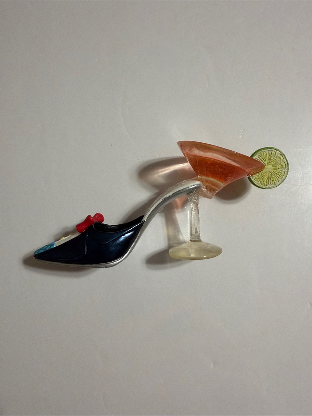 Novelty Glass Blown High Heel Shoe Features a Martini Glass with Orange Cocktail - Picture 5 of 7